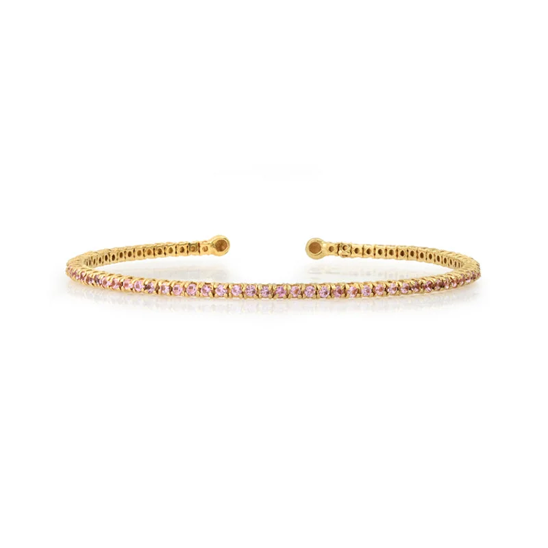 luxury diamond anniversary band 4-Prong Pink Sapphire Tennis Cuff