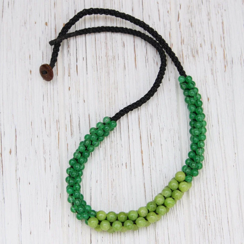 personalized couples ring engraved Rope Necklace with Two-Tone Green Stone Cluster