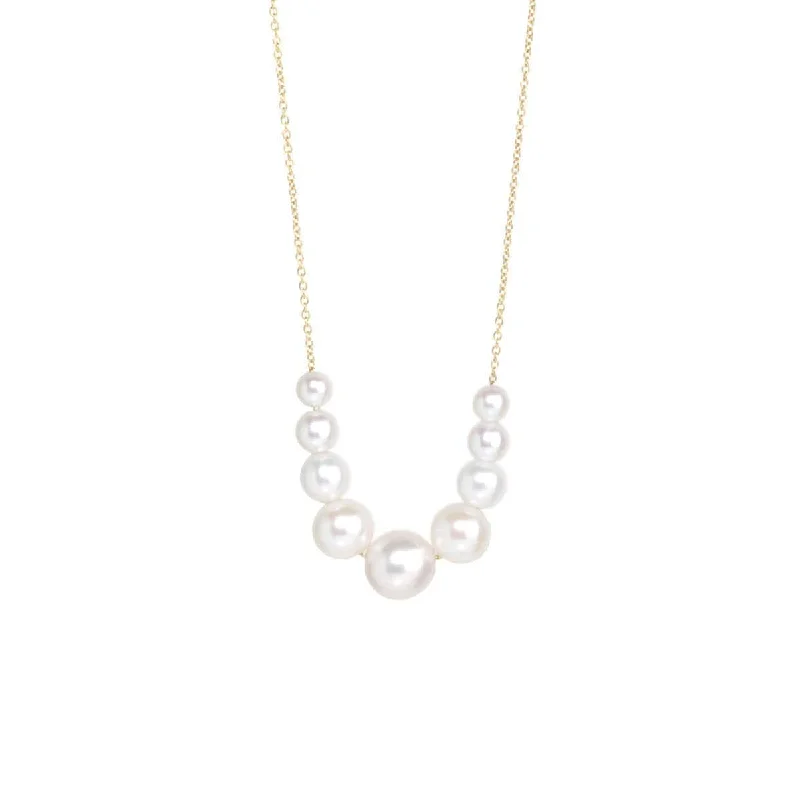 wedding anniversary diamond ring 14K Gold Graduated Pearl Necklace