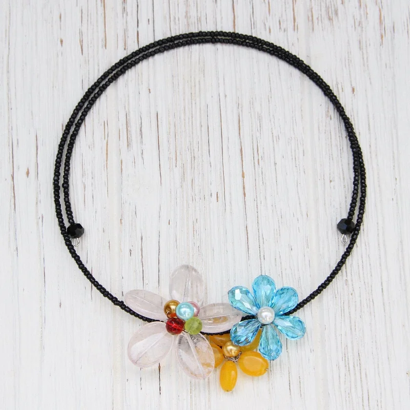 minimalist rose gold bracelet Flower Choker ~ Rose Quartz, Yellow Quartz & Blue Crystal minimalist rose gold bracelet Flower Choker ~ Rose Quartz, Yellow Quartz & Blue Crystal