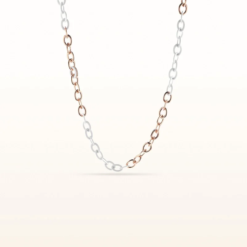 classic wedding set with diamonds Rose Gold Plated 925 Sterling Silver and Rubber 36" Link Necklace classic wedding set with diamonds Rose Gold Plated 925 Sterling Silver and Rubber 36" Link Necklace