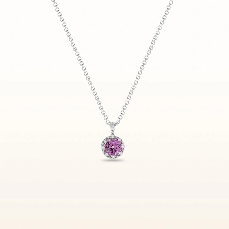 modern hexagon stud earrings Round Pink Sapphire and Diamond Halo Pendant in 14kt White Gold modern hexagon stud earrings Round Pink Sapphire and Diamond Halo Pendant in 14kt White Gold