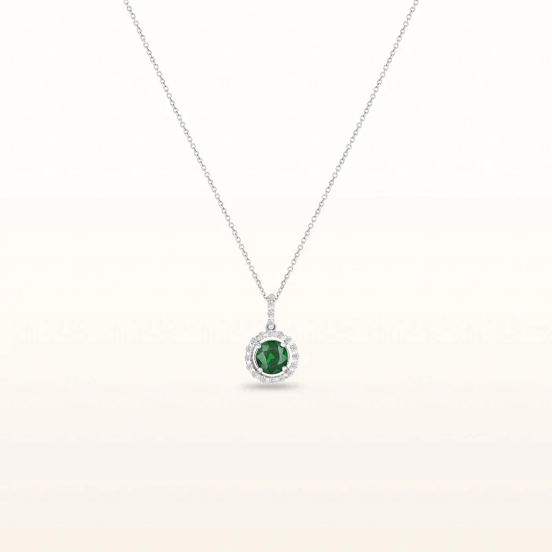 delicate heart stud earrings Round Tsavorite Garnet and Diamond Halo Pendant in 14kt White Gold delicate heart stud earrings Round Tsavorite Garnet and Diamond Halo Pendant in 14kt White Gold