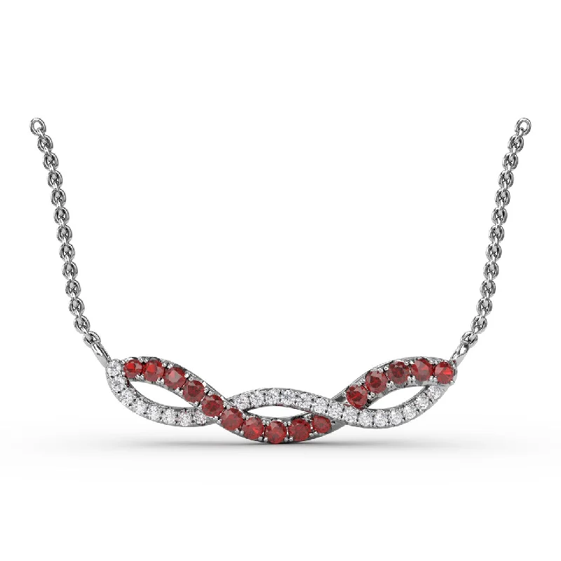 chunky gold chain necklace Ruby and Diamond Twist Pendant