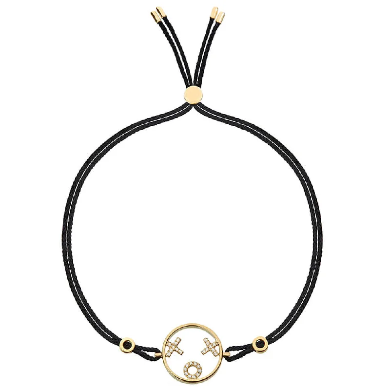 boho pearl charm bracelet MOYEN XOXO Cord 18K Gold Bracelet w. Diamond