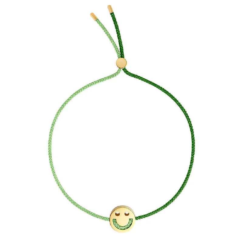 adjustable rope bracelet handmade FRIENDS Turn Me Over Moss Green & Green 18K Gold Plated Bracelet