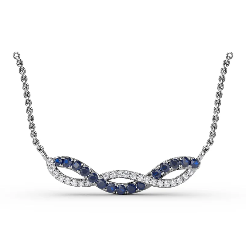 luxury diamond anniversary band Sapphire and Diamond Twist Pendant