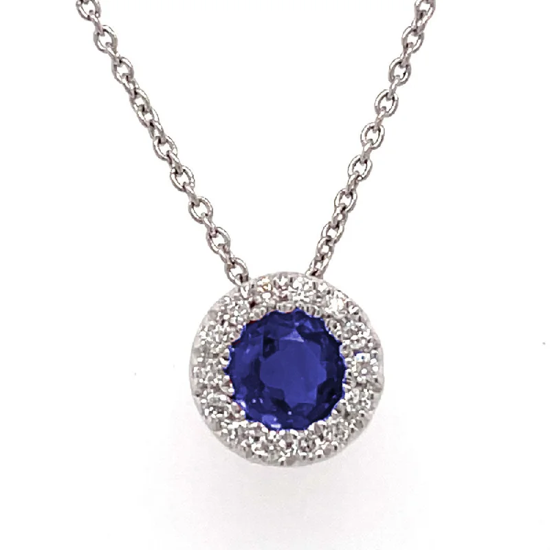 handcrafted sterling silver necklace Sapphire & Diamond Necklace