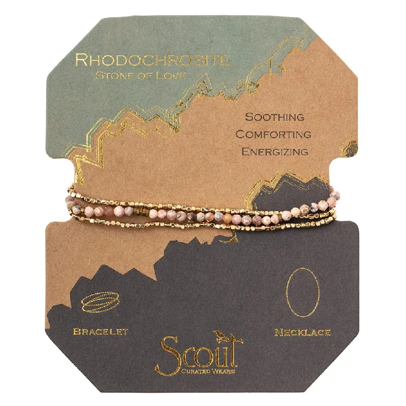 handmade braided anklet Scout Delicate Rhodochrosite Wrap Bracelet and Necklace