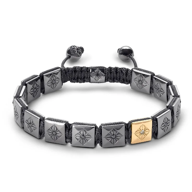 gothic skull ring for men 10mm Lock Black/Gold 18K Gold Bracelet w. Diamond