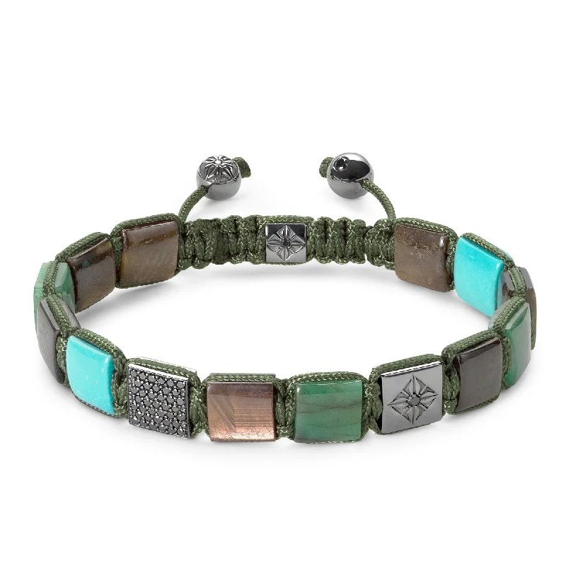 minimalist gold square earrings 10mm Lock Green 18K Gold Bracelet w. Gemstones