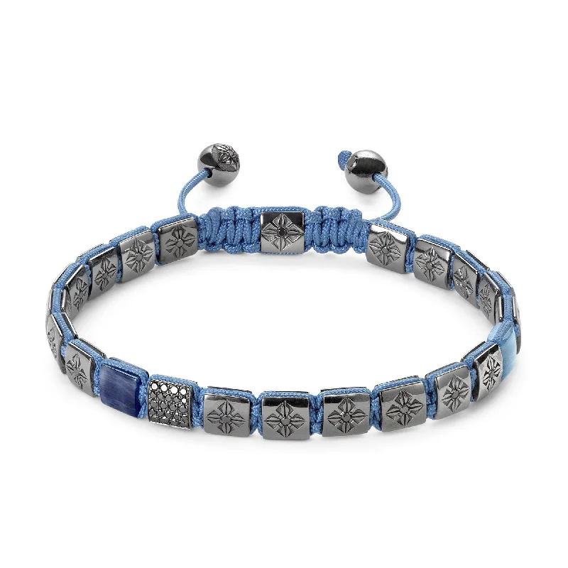 diamond halo stud earrings 6mm Lock Blue 18K Gold Bracelet w. Diamond