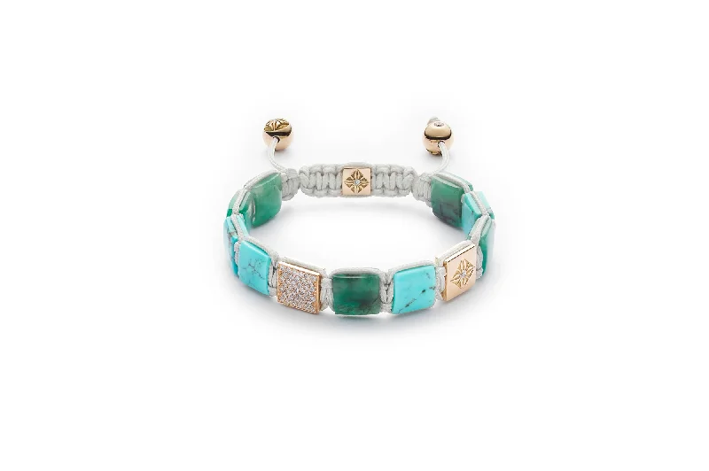 chunky boho turquoise ring 10mm Lock Dusty White 18K Gold Bracelet w. Diamond, Emerald & Turquoise chunky boho turquoise ring 10mm Lock Dusty White 18K Gold Bracelet w. Diamond, Emerald & Turquoise