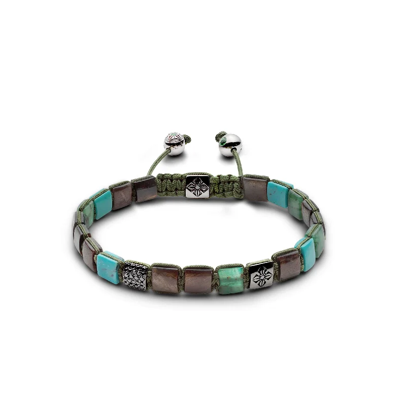 boho beaded statement necklace 6mm Lock Olive 18K Gold Bracelet w. Gemstones
