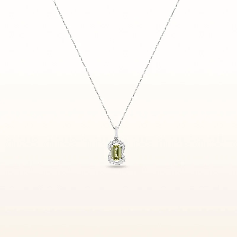 minimalist chain anklet gold Emerald Cut Greenish Yellow Sapphire and Diamond Pendant in 14kt White Gold minimalist chain anklet gold Emerald Cut Greenish Yellow Sapphire and Diamond Pendant in 14kt White Gold