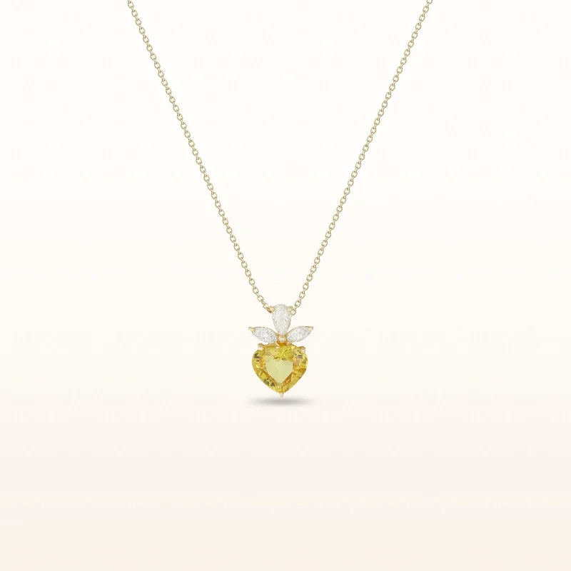 gemstone cluster earrings silver Heart Shaped Yellow Sapphire and Diamond Pendant in 18kt Yellow Gold