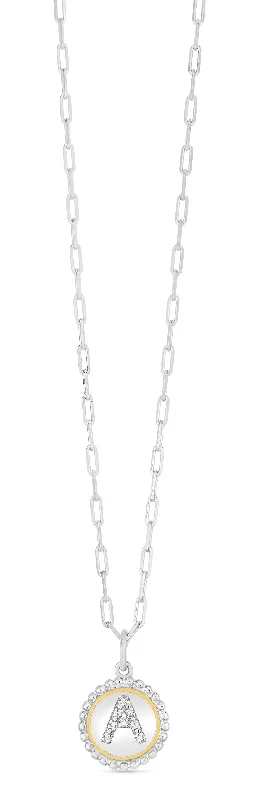 handmade macrame bracelet for men Silver-18K Popcorn Initials Letter A Necklace