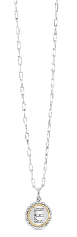 celestial moonstone ring gold Silver-18K Popcorn Initials Letter E Necklace