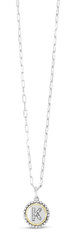 handcrafted silver cross pendant Silver-18K Popcorn Initials Letter K Necklace