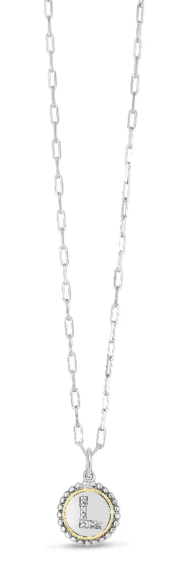 gold and diamond nose stud Silver-18K Popcorn Initials Letter L Necklace