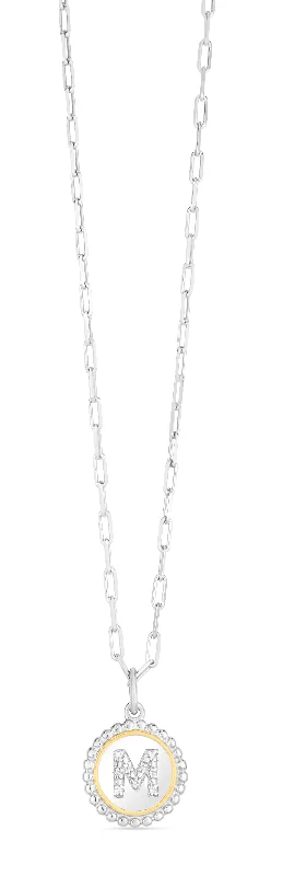 real ruby pendant necklace Silver-18K Popcorn Initials Letter M Necklace