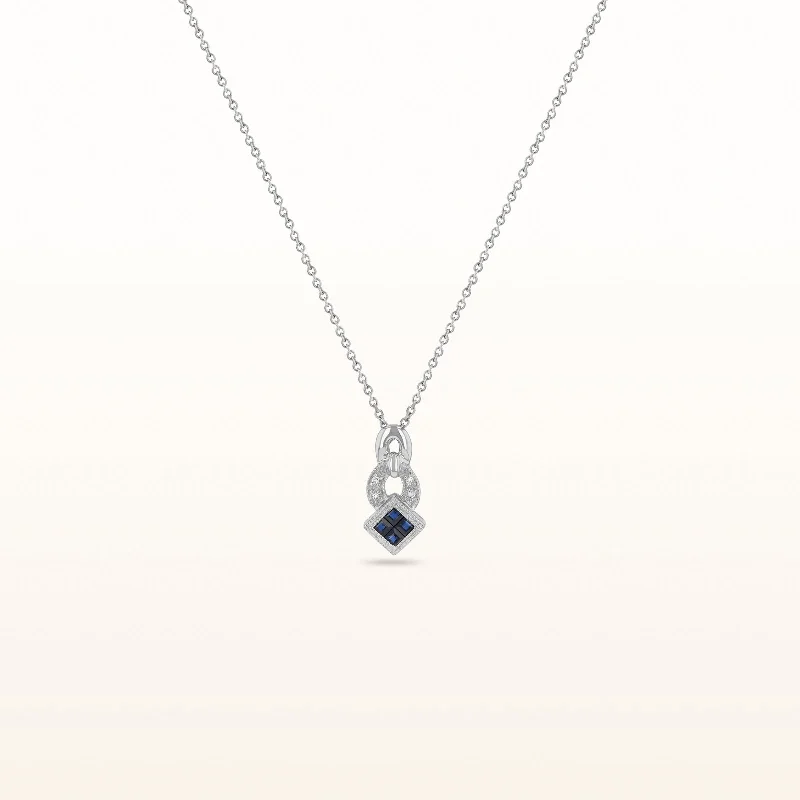 hammered gold disc necklace Square Blue Sapphire and Diamond Pendant in 14kt White Gold hammered gold disc necklace Square Blue Sapphire and Diamond Pendant in 14kt White Gold