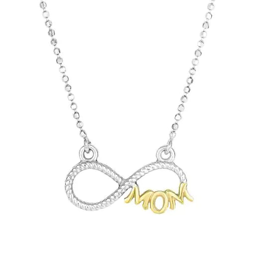 natural turquoise ring handmade Sterling Silver and 14kt Yellow Gold Infinity Necklace with Gold Mom on 18" Ball Chain