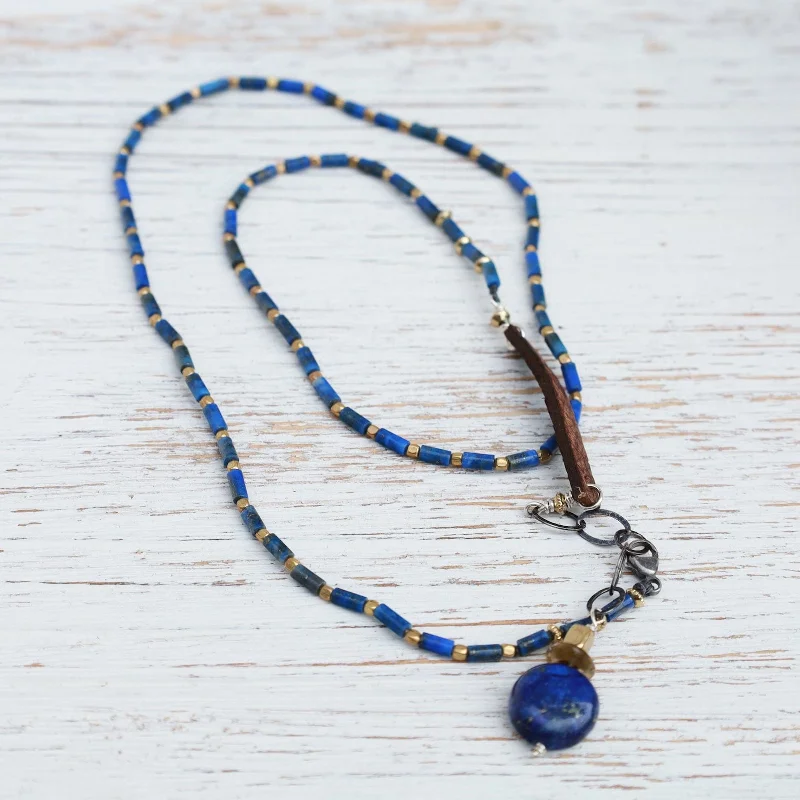 unique zodiac constellation necklace Delicate Lapis & Leather Necklace