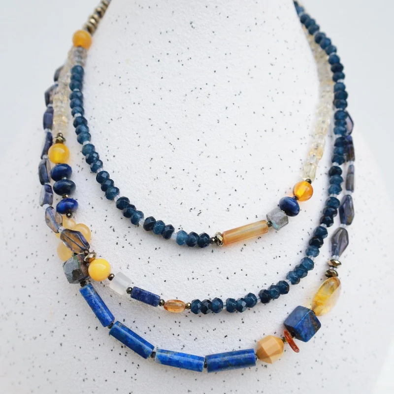 minimalist disc pendant necklace Iolite Mix Necklace