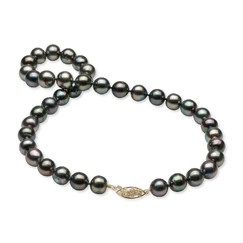 real peridot gemstone ring 18-19" Tahitian Black Pearl Strand with Gold Clasp - 10-12mm
