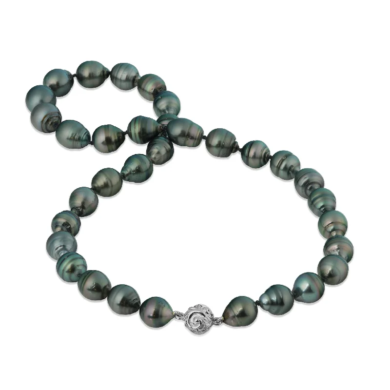 celestial sunburst ring gold 18-19" Tahitian Black Pearl Strand with White Gold Clasp - 10-12mm celestial sunburst ring gold 18-19" Tahitian Black Pearl Strand with White Gold Clasp - 10-12mm