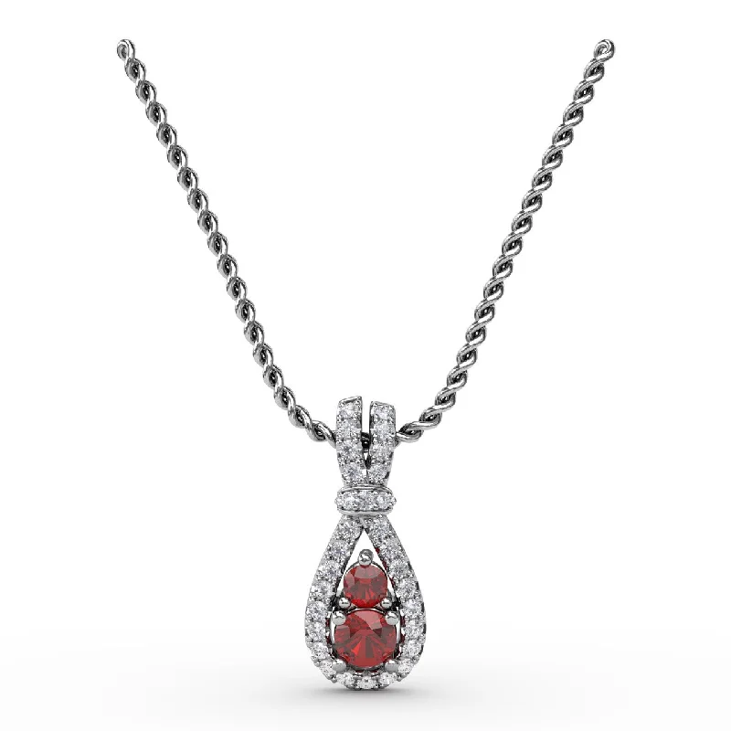 custom zodiac sign ring Teardrop Ruby and Diamond Pendant