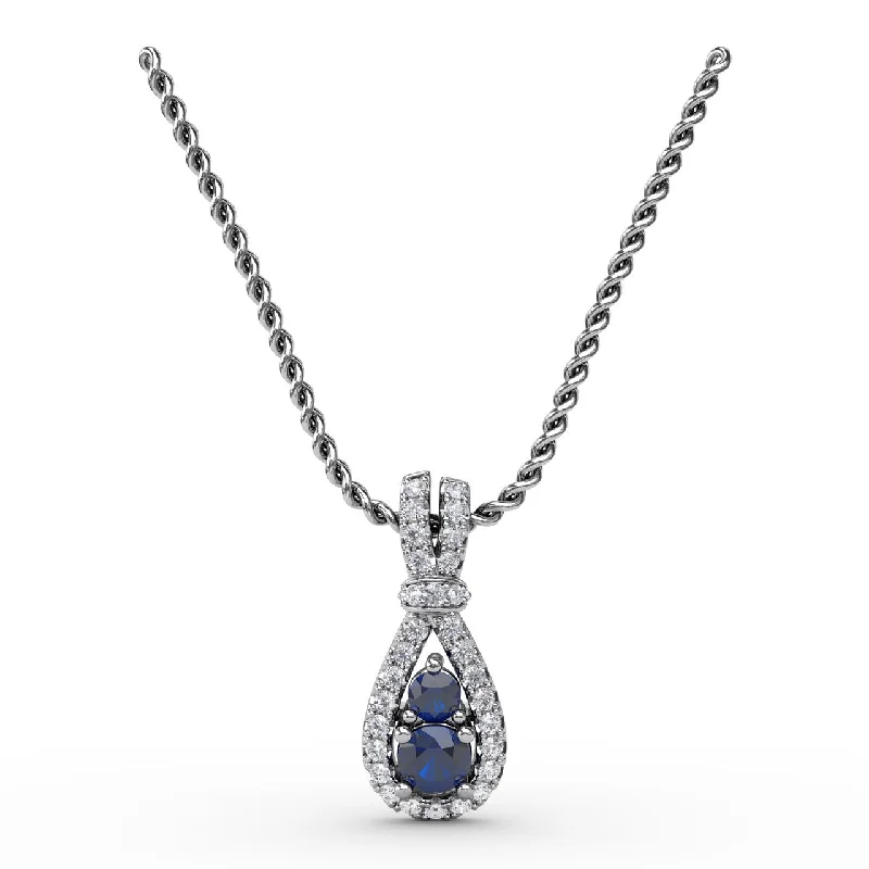 personalized engraved locket Teardrop Sapphire and Diamond Pendant