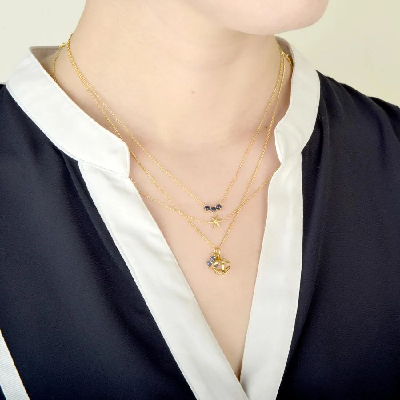 unique tribal silver ring Trio Crescent Necklace