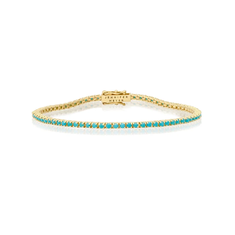 handcrafted gemstone toe ring 4-Prong Turquoise Tennis Bracelet