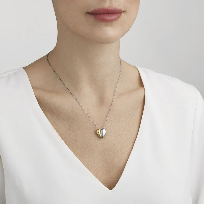 celestial zodiac sign necklace Two Halves Hearts of Georg Jensen Necklace - 18K and Sterling Silver