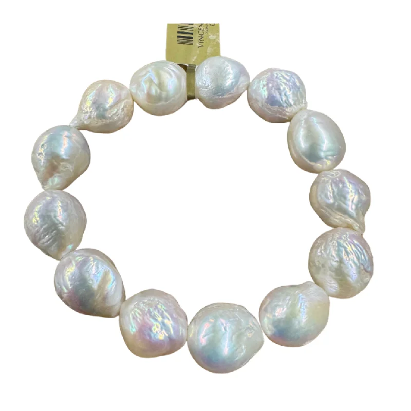 minimalist rose gold bracelet White Fireball Freshwater Pearl Bracelet
