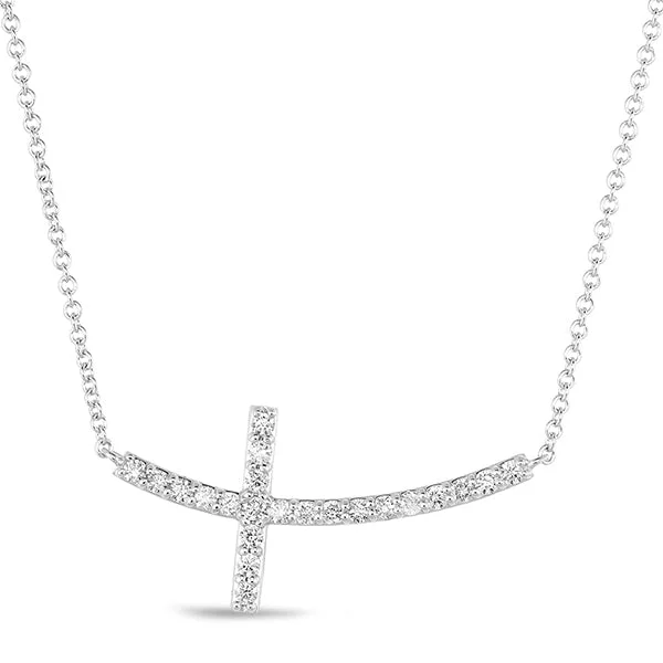 sparkling diamond drop earrings White Gold Cross Necklace