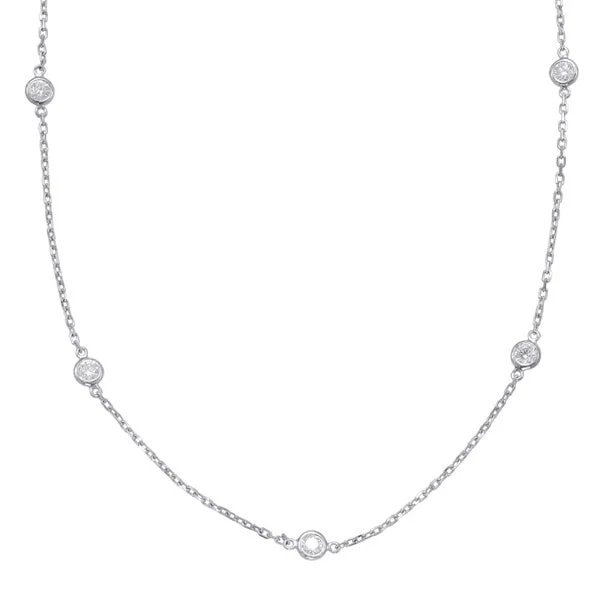 dainty birthstone ring for women White Gold Diamond By The Yard Necklace