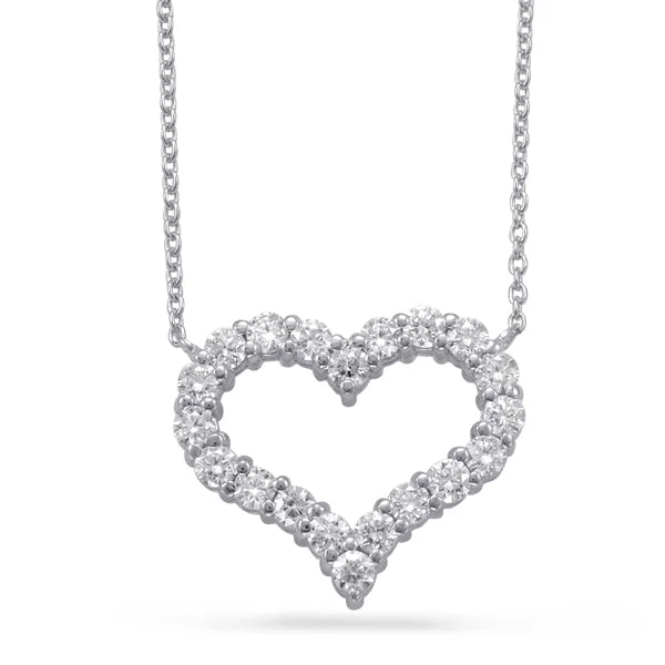statement gemstone necklace handmade White Gold Diamond Heart Necklace