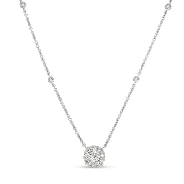 minimalist gold crescent moon necklace White Gold Diamond Necklace
