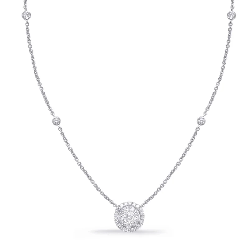 handcrafted gemstone drop earrings White Gold Diamond Necklace