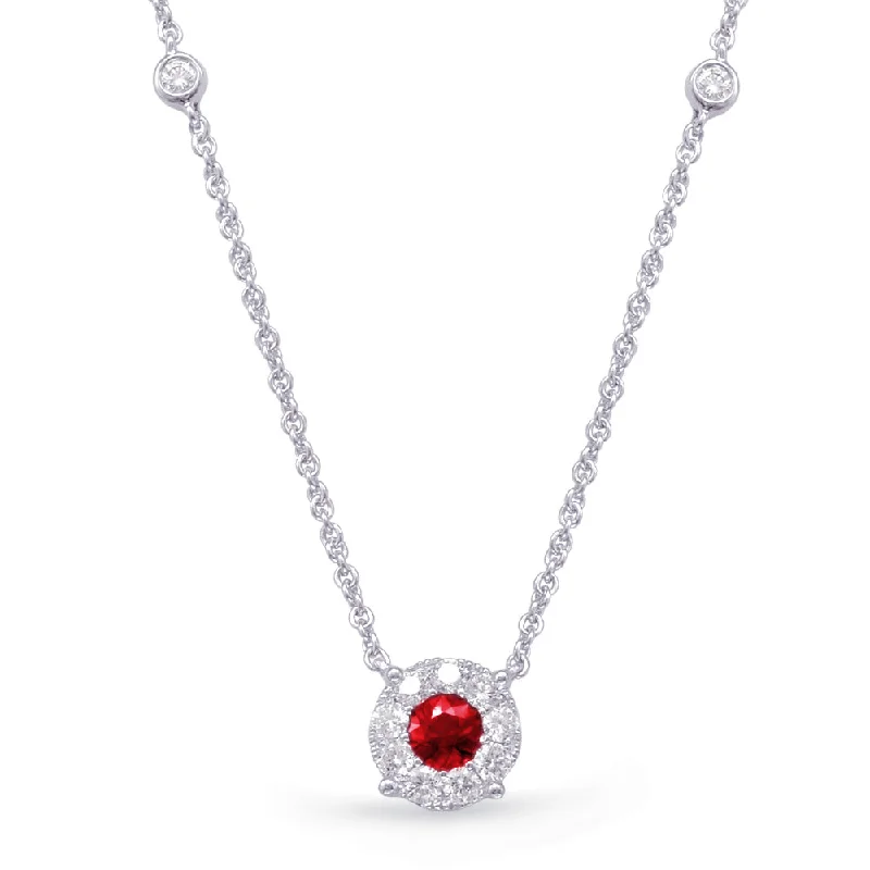 personalized couple’s keychain pendant White Gold Diamond & Ruby Necklace