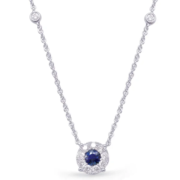 vintage turquoise pendant necklace White Gold Diamond & Sapphire Necklace