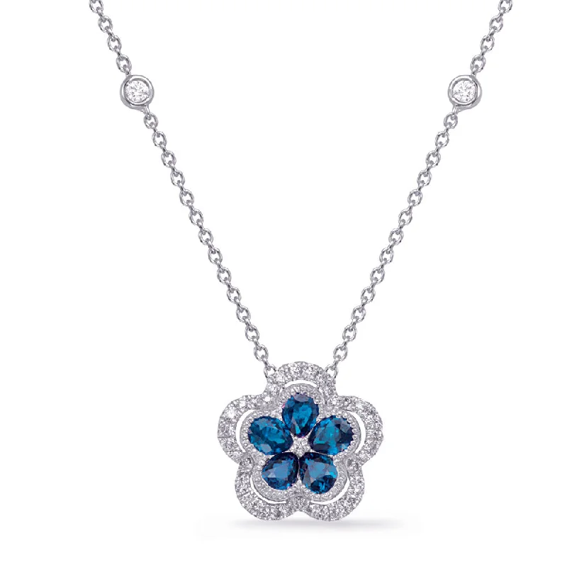 dainty sapphire gemstone bracelet White Gold Diamond & Sapphire Necklace