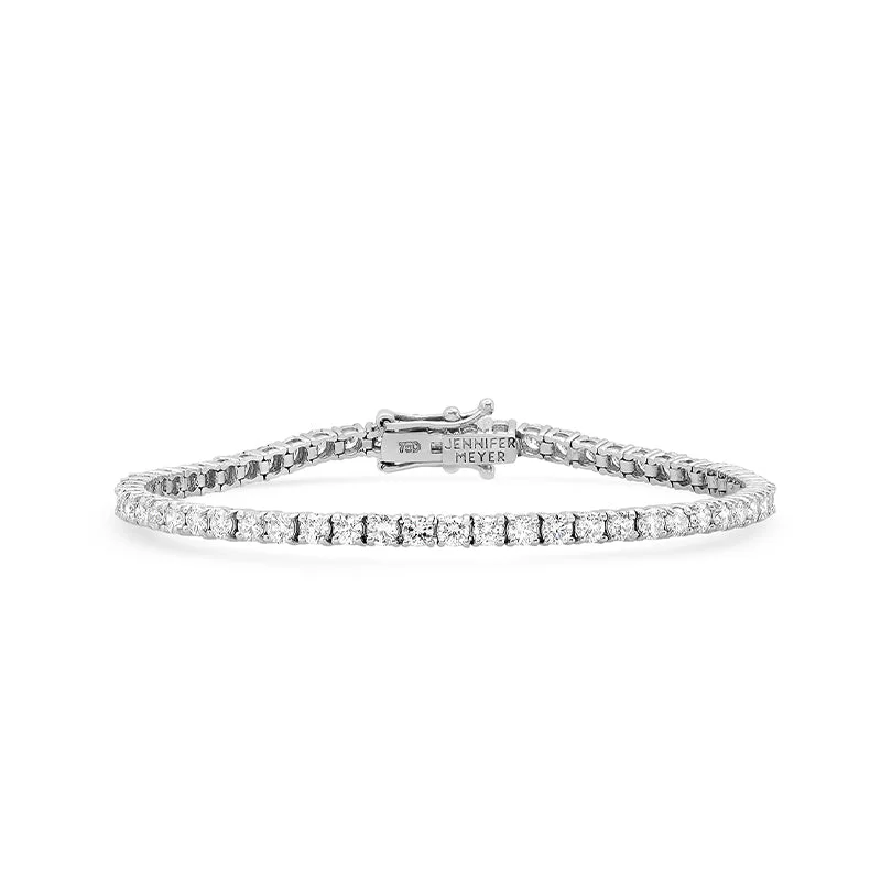 dainty gold chain ring White Gold Large 4-Prong Diamond Tennis Bracelet