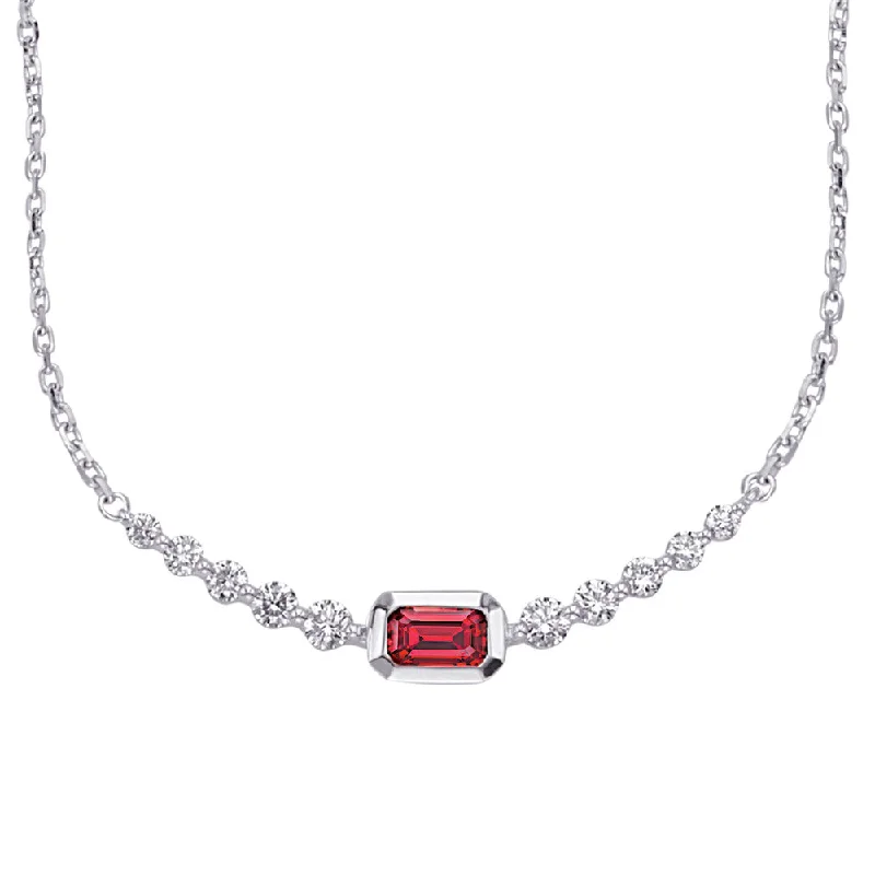 sapphire princess cut ring White Gold Ruby & Diamond Necklace