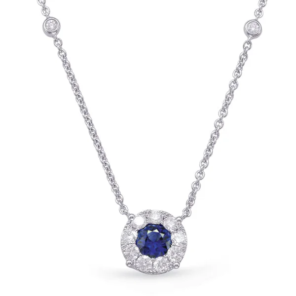 custom engraved wedding band White Gold Sapphire & Diamond Necklace