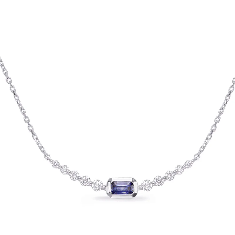 unique gemstone cocktail ring White Gold Sapphire & Diamond Necklace