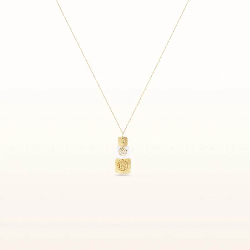 diamond halo pendant necklace Yellow Gold Plated 925 Sterling Silver and White Enamel 3-Square Drop Pendant diamond halo pendant necklace Yellow Gold Plated 925 Sterling Silver and White Enamel 3-Square Drop Pendant